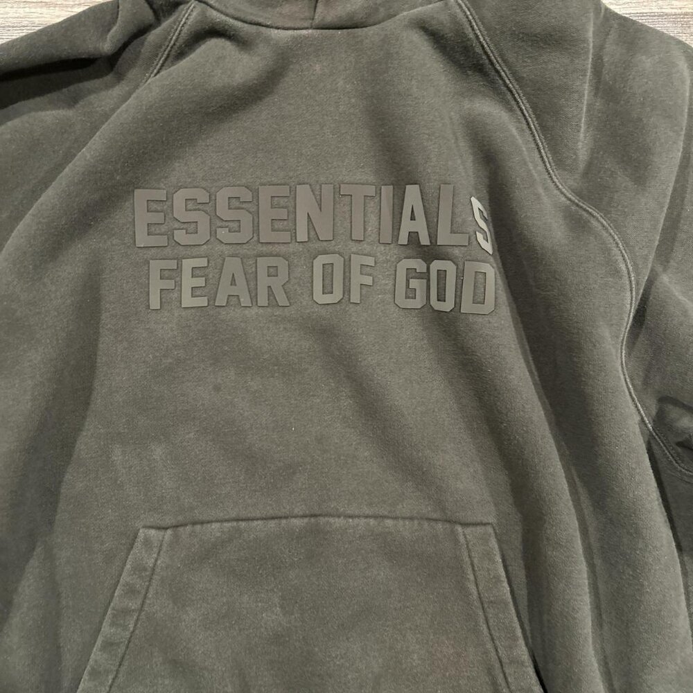 Essentials Fear Of God Hoodie In Off Black - Picture 2 of 6